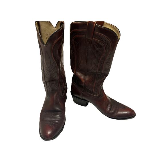 Dingo Boots Men’s Size 8E Burgundy Red Leather Cowboy Western Pull On Vintage - Picture 2 of 12